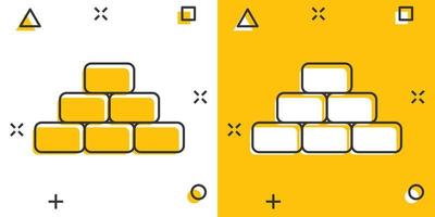 icono de ladrillo de pared de dibujos animados de vector en estilo cómico. pictograma de ilustración de signo de pared. concepto de efecto de salpicadura de negocio de piedra.