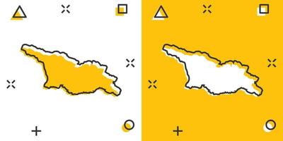 icono de mapa de georgia de dibujos animados vectoriales en estilo cómico. pictograma de ilustración de signo de georgia. concepto de efecto de salpicadura de negocio de mapa de cartografía. vector