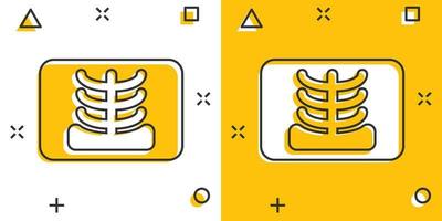 icono de rayos X en estilo cómico. ilustración vectorial de dibujos animados de radiología sobre fondo blanco aislado. concepto de negocio de efecto de salpicadura de exploración médica. vector