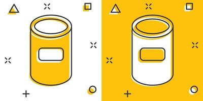 Trash bin garbage icon in comic style. Trash bucket vector cartoon illustration pictogram. Garbage basket business concept splash effect.