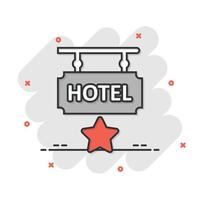 Hotel 1 star sign icon in comic style. Inn cartoon vector illustration on white isolated background. Hostel room information splash effect business concept.