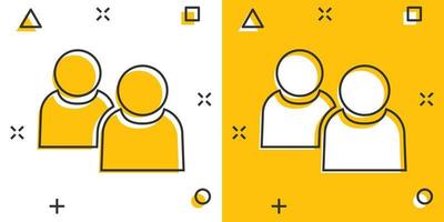 People communication icon in comic style. People vector cartoon illustration pictogram. Partnership business concept splash effect.