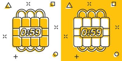icono de bomba en estilo cómico. ilustración de vector de dibujos animados de dinamita sobre fondo blanco aislado. concepto de negocio de efecto de salpicadura c4 tnt.