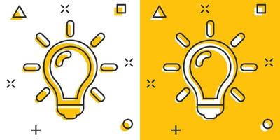 Light bulb icon in comic style. Lightbulb vector cartoon illustration pictogram. Lamp idea business concept splash effect.