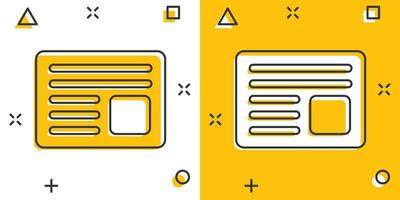 icono de periódico de dibujos animados de vector en estilo cómico. pictograma de ilustración de signo de noticias. concepto de efecto de salpicadura de negocio de boletín.