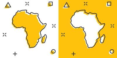 icono de mapa de África de dibujos animados en estilo cómico. pictograma de ilustración de atlas. país geografía signo splash concepto de negocio. vector