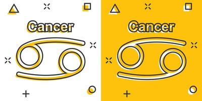 icono del zodiaco del cáncer de dibujos animados vectoriales en estilo cómico. pictograma de ilustración de signo de astrología. concepto de efecto de salpicadura de negocio de horóscopo de cáncer. vector