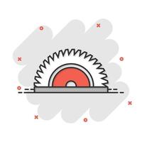 Saw blade icon in flat style. Circular machine vector illustration on white isolated background. Rotary disc business concept.