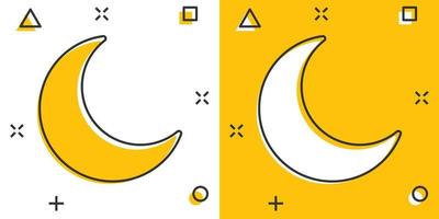 icono de luna y estrellas nocturnas de dibujos animados vectoriales en estilo cómico. pictograma de ilustración del concepto de noche lunar. concepto de efecto de salpicadura de negocio lunar. vector