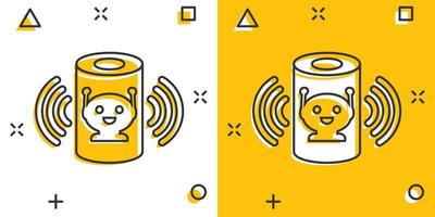 Voice assistant icon in comic style. Smart home assist vector cartoon illustration on white isolated background. Command center business concept splash effect.