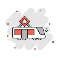 icono de metro en estilo cómico. tren metro dibujos animados vector ilustración sobre fondo blanco aislado. concepto de negocio de efecto de salpicadura de carga ferroviaria.