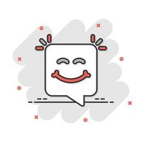 icono de sms feliz en estilo cómico. mensaje discurso burbuja dibujos animados vector ilustración sobre fondo blanco aislado. concepto de negocio de efecto de salpicadura de sobre.