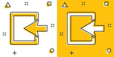 icono de la puerta de entrada de dibujos animados vectoriales en estilo cómico. Pictograma de ilustración del concepto de puertas de salida. concepto de efecto de salpicadura de negocio de entrada de puerta. vector