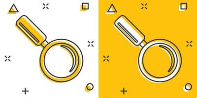 Vector cartoon loupe icon in comic style. Magnifier sign illustration pictogram. Search business splash effect concept.