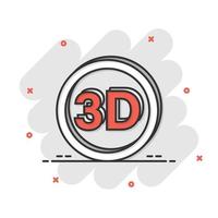 icono de texto 3d en estilo cómico. ilustración de vector de dibujos animados de palabra sobre fondo blanco aislado. concepto de negocio de efecto de salpicadura de tecnología estereoscópica.