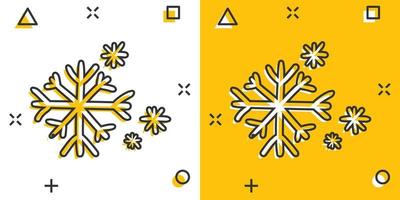 icono de copo de nieve dibujado a mano de dibujos animados vectoriales en estilo cómico. pictograma de ilustración de garabato de boceto de copo de nieve. concepto de efecto de salpicadura de negocio de navidad de invierno dibujado a mano. vector