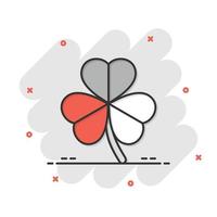 icono de trébol de cuatro hojas en estilo plano. Ilustración de vector de día de San Patricio sobre fondo blanco aislado. concepto de negocio de forma de flor.