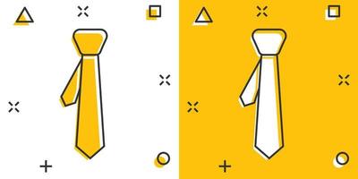 Vector cartoon tie icon in comic style. Necktie sign illustration pictogram. Tie business splash effect concept.