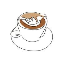 Continuous line art or One Line Drawing of coffee, warm. and Coffees cup shop concept vector