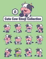 Set of Cute Cow characters with different emoticons vector