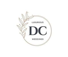 plantilla de logotipos de monograma de boda con letras iniciales dc, plantillas florales y minimalistas modernas dibujadas a mano para tarjetas de invitación, guardar la fecha, identidad elegante. vector