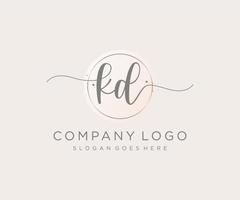 Initial KD feminine logo. Usable for Nature, Salon, Spa, Cosmetic and Beauty Logos. Flat Vector Logo Design Template Element.