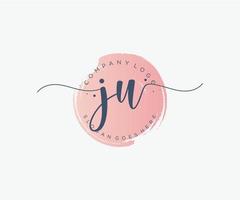 Initial JU feminine logo. Usable for Nature, Salon, Spa, Cosmetic and Beauty Logos. Flat Vector Logo Design Template Element.