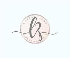 Initial LZ feminine logo. Usable for Nature, Salon, Spa, Cosmetic and Beauty Logos. Flat Vector Logo Design Template Element.