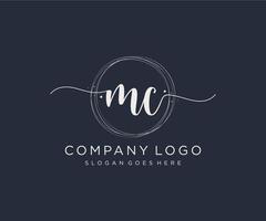 Initial MC feminine logo. Usable for Nature, Salon, Spa, Cosmetic and Beauty Logos. Flat Vector Logo Design Template Element.