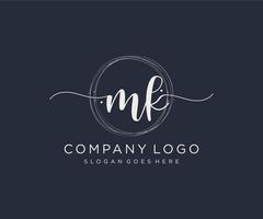 Initial MK feminine logo. Usable for Nature, Salon, Spa, Cosmetic and Beauty Logos. Flat Vector Logo Design Template Element.