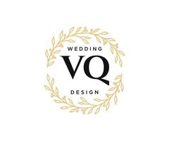 colección de logotipos de monograma de boda con letras iniciales vq, plantillas florales y minimalistas modernas dibujadas a mano para tarjetas de invitación, guardar la fecha, identidad elegante para restaurante, boutique, café en vector