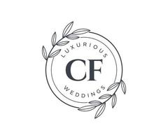 CF Initials letter Wedding monogram logos template, hand drawn modern minimalistic and floral templates for Invitation cards, Save the Date, elegant identity. vector