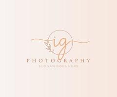 Initial IG feminine logo. Usable for Nature, Salon, Spa, Cosmetic and Beauty Logos. Flat Vector Logo Design Template Element.