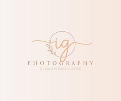 Initial IG feminine logo. Usable for Nature, Salon, Spa, Cosmetic and Beauty Logos. Flat Vector Logo Design Template Element.