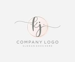 Initial KJ feminine logo. Usable for Nature, Salon, Spa, Cosmetic and Beauty Logos. Flat Vector Logo Design Template Element.