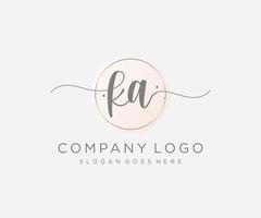 Initial KA feminine logo. Usable for Nature, Salon, Spa, Cosmetic and Beauty Logos. Flat Vector Logo Design Template Element.