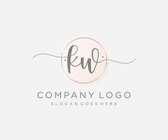 Initial KW feminine logo. Usable for Nature, Salon, Spa, Cosmetic and Beauty Logos. Flat Vector Logo Design Template Element.