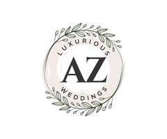 plantilla de logotipos de monograma de boda con letras iniciales az, plantillas florales y minimalistas modernas dibujadas a mano para tarjetas de invitación, guardar la fecha, identidad elegante. vector