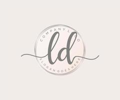 logotipo femenino inicial ld. utilizable para logotipos de naturaleza, salón, spa, cosmética y belleza. elemento de plantilla de diseño de logotipo de vector plano.