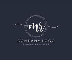 Initial MR feminine logo. Usable for Nature, Salon, Spa, Cosmetic and Beauty Logos. Flat Vector Logo Design Template Element.