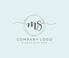 Initial MS feminine logo. Usable for Nature, Salon, Spa, Cosmetic and Beauty Logos. Flat Vector Logo Design Template Element.