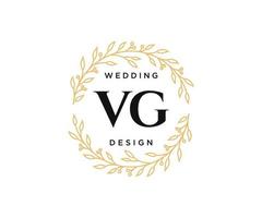 colección de logotipos de monograma de boda con letras iniciales vg, plantillas florales y minimalistas modernas dibujadas a mano para tarjetas de invitación, guardar la fecha, identidad elegante para restaurante, boutique, café en vector