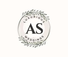 como plantilla de logotipos de monograma de boda con letras iniciales, plantillas florales y minimalistas modernas dibujadas a mano para tarjetas de invitación, guardar la fecha, identidad elegante. vector