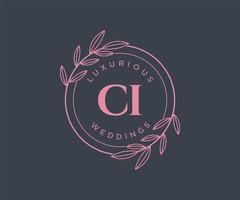 CI Initials letter Wedding monogram logos template, hand drawn modern minimalistic and floral templates for Invitation cards, Save the Date, elegant identity. vector