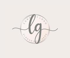 logotipo femenino inicial de lg. utilizable para logotipos de naturaleza, salón, spa, cosmética y belleza. elemento de plantilla de diseño de logotipo de vector plano.