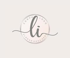 Initial LI feminine logo. Usable for Nature, Salon, Spa, Cosmetic and Beauty Logos. Flat Vector Logo Design Template Element.