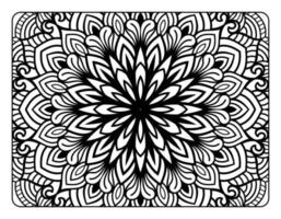 Coloring page for adult, coloring book page with floral mandala pattern art, adult mandala coloring page for relaxation vector