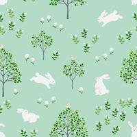 Easter holiday seamless pattern with cute rabbits happy on springtime vector