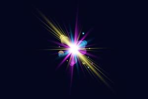 Light effect of lens flares. colorful glowing lights sun burst effects with sparkles on a transparent background photo