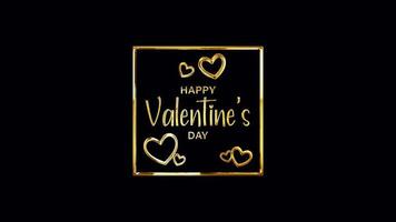 Loop Happy Valentine Day golden text in golden frame video